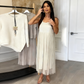 Maglione Irregolare da Donna e Abito Midi Plissettato a Canotta Set 2 Pezzi