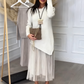Maglione Irregolare da Donna e Abito Midi Plissettato a Canotta Set 2 Pezzi