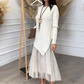 Maglione Irregolare da Donna e Abito Midi Plissettato a Canotta Set 2 Pezzi
