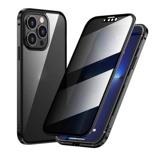 Custodia per telefono con protezione della privacy e chiusura magnetica bidirezionale in vetro per iPhone