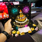 Biglietto di Compleanno con Fuochi d’Artificio, Torta Pop-Up e Musica