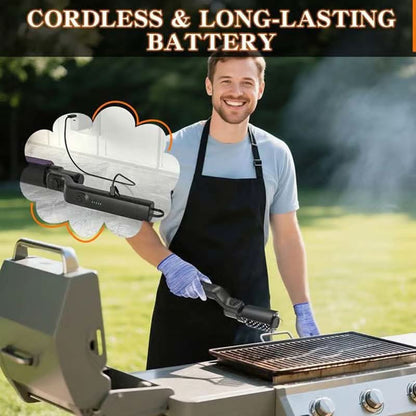🍖 Spazzola elettrica senza fili per barbecue – Pulizia profonda, Ricaricabile & Manico lungo 🔋