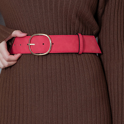 Cintura Larga da Donna in Ecopelle con Fibbia Rotonda