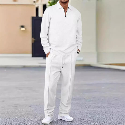 📢📢 60% DI SCONTO!! ⏰ Completo uomo: felpa in tessuto goffrato + pantalone dritto