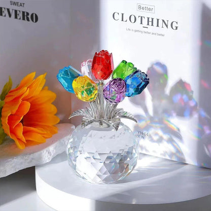 🌹 Figura di Rosa in Cristallo Perenne nel Vaso