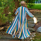 Completo 2 pezzi a righe con maglia lunga a maniche lunghe e pantaloni comodi