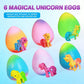 Uova magiche di unicorno che si schiudono