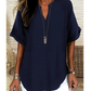 👚SCONTO DEL 60%! 🔥Top alla moda a maniche corte, ampio, con scollo a V profondo, orlo asimmetrico e tessuto leggero (5 colori, taglie dalla S alla 2XL) 🌸