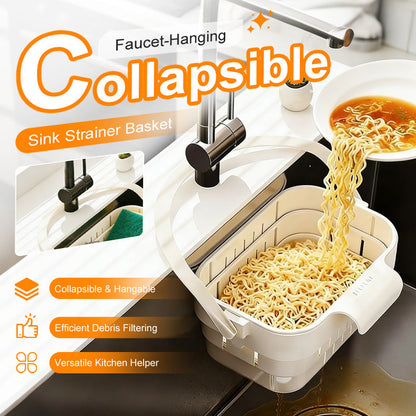 Cestello Scolapasta Pieghevole Sospeso al Rubinetto del Lavello