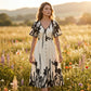 🎁 Nuovo arrivo 50% DI SCONTO 💥 Morbido abito midi a stampa botanica con scollo a V – Elegante, leggero e versatile