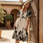 🎁 Nuovo arrivo 50% DI SCONTO 💥 Morbido abito midi a stampa botanica con scollo a V – Elegante, leggero e versatile