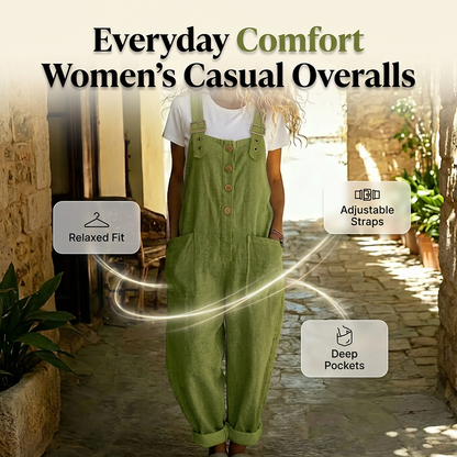 👖SCONTO DEL 60% ORA! 🌿 Salopette casual da donna con bottoni sul davanti – Spalline regolabili, tessuto traspirante e vestibilità comoda ✨