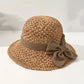 Elegante cappello da sole in paglia intrecciata con fiocco