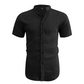 📢📢 Sconto del 30%!! ⏰ Camicia estiva da uomo a maniche corte e collo alla coreana – Tessuto traspirante, vestibilità moderna e ideale per il tempo libero o il lavoro 💼