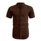 📢📢 Sconto del 30%!! ⏰ Camicia estiva da uomo a maniche corte e collo alla coreana – Tessuto traspirante, vestibilità moderna e ideale per il tempo libero o il lavoro 💼