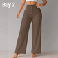 Pantaloni casual a gamba larga da donna in tinta unita