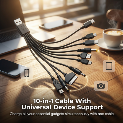 Cavo di ricarica USB universale 10 in 1 – Veloce, versatile e perfetto per tutti i dispositivi
