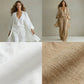 Completo elegante 3 pezzi: pantaloni a gamba larga, cardigan e top