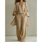 Completo elegante 3 pezzi: pantaloni a gamba larga, cardigan e top
