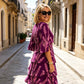 Elegante abito midi a balze con motivo floreale 🔥 Offerta a tempo limitato | Moda di tendenza 🔥