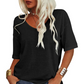 T-shirt Donna Casual con Scollo a V e Manica Corta