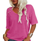 T-shirt Donna Casual con Scollo a V e Manica Corta