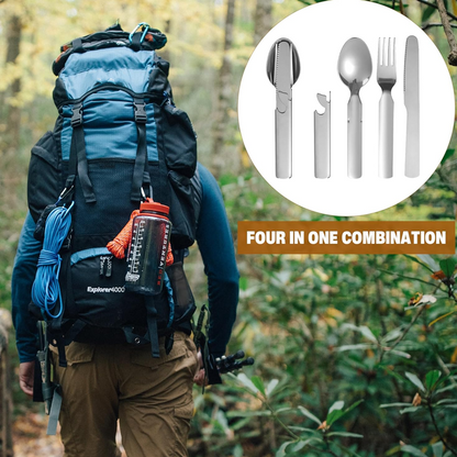 Set di posate portatile 4 in 1 in acciaio inox