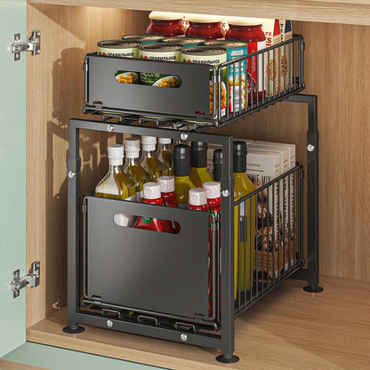 🥫🏠 50% di SCONTO! Dalla cucina al bagno: questo scaffale in acciaio a doppio strato avvicina il tuo disordine e le bottiglie pesanti non cadranno mai più. Senza montaggio, pronto in 1 minuto! 🛠️✨