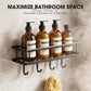 💥ULTIMO GIORNO DI SALDI -50%💥 Set di mensole da bagno senza fori 🧴🛁 – Acciaio al carbonio resistente alla ruggine, drenaggio rapido e organizer modulare