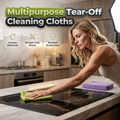 🧼 50% OFF HOT SALE 50K+ Venduti! ✨ Rotolo di Panni Pulizia Multiuso Staccabili e Riutilizzabili, Pre-Tagliati in Microfibra Assorbente per Cucina Bagno e Casa