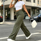Pantaloni da donna a vita alta a gamba dritta