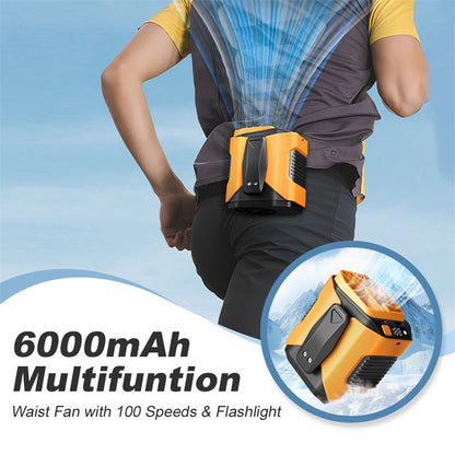 Ventilatore da Vita Multifunzione da 6000mAh con 100 Velocità e Torcia