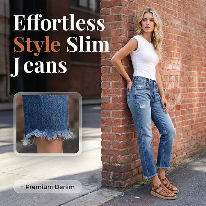 Jeans skinny strappati da donna alla moda