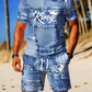 🎉 Saldi 2026 — Oltre 33.000 Venduti! 👕 Set T-Shirt e Pantaloncini da Uomo con Stampa Denim Finto 🧢