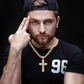 Full Rhinestone Hip-hop Bold Cross Pendant Necklace