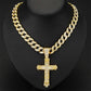 Full Rhinestone Hip-hop Bold Cross Pendant Necklace