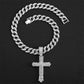 Full Rhinestone Hip-hop Bold Cross Pendant Necklace
