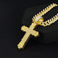 Full Rhinestone Hip-hop Bold Cross Pendant Necklace