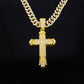 Full Rhinestone Hip-hop Bold Cross Pendant Necklace
