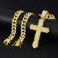 Full Rhinestone Hip-hop Bold Cross Pendant Necklace