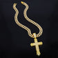 Full Rhinestone Hip-hop Bold Cross Pendant Necklace