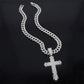 Full Rhinestone Hip-hop Bold Cross Pendant Necklace