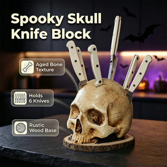 💀Sorpresa di Halloween - fino alla metà del prezzo🎃Portacoltelli creativo a forma di teschio in resina