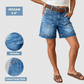 Bermuda in denim da donna a vita media con tasche