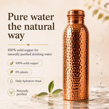 ❄️Sconto del 50% per la freschezza estiva!💧Borraccia di alta qualità realizzata al 100% in rame massiccio – Senza plastica e ispirata all’Ayurveda