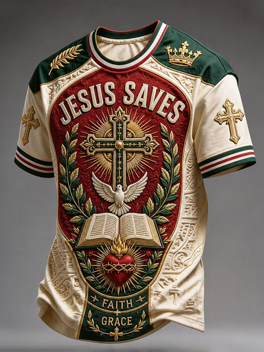 Men's Christian JESUS SAVES Cross Short Sleeve T-shirt