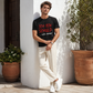 T-shirt nera da uomo casual a maniche corte con slogan tedesco divertente