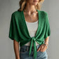 Cardigan in maglia tinta unita a maniche 3/4 con motivo traforato