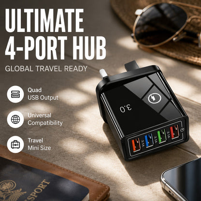 Carica 4 dispositivi all'istante! Hub USB ignifugo senza surriscaldamento