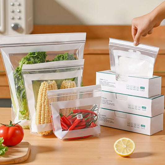 📦💪 Sacchetti trasparenti rinforzati a doppia chiusura – Perfetti per conservare alimenti freschi e sicuri! 🔒🥨